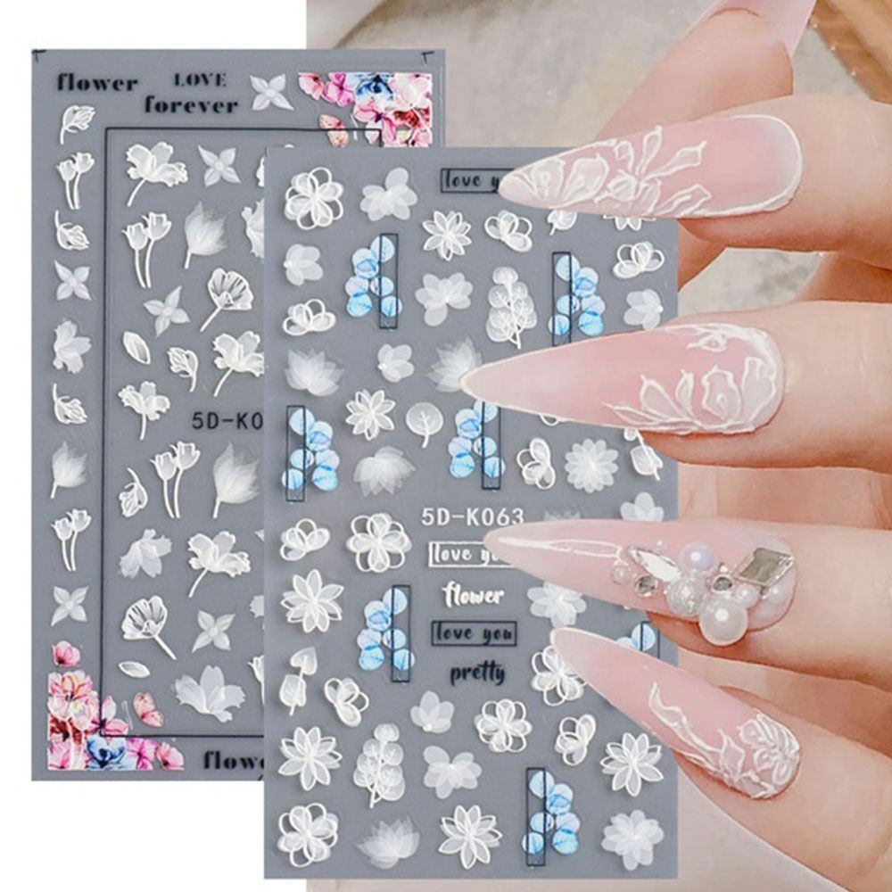 Mxbeauty Stiker Kuku Motif Kupu-Kupu / Bunga 5d Untuk Dekorasi Nail Art / Manicure Diy