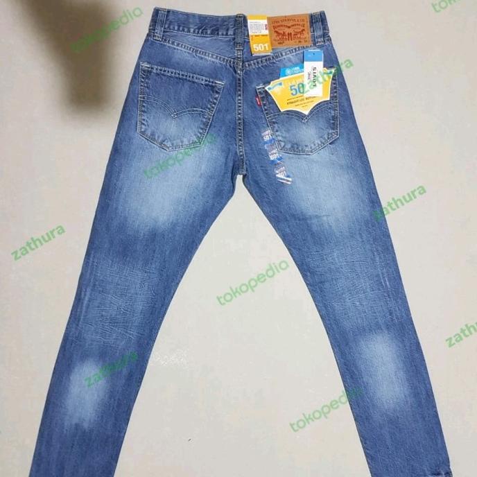 levis original 501 usa biru langit belel