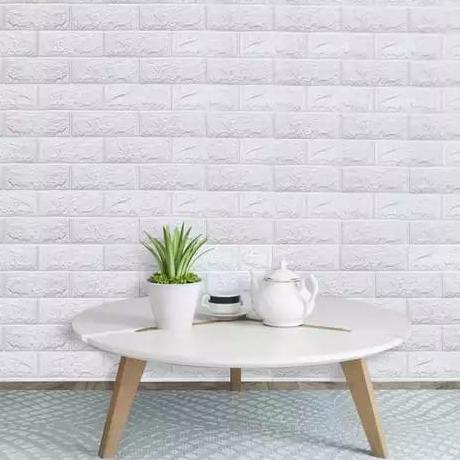 WALLPAPER DINDING 3D / WALLPAPER DINDING BRICK FOAM - BATA PUTIH