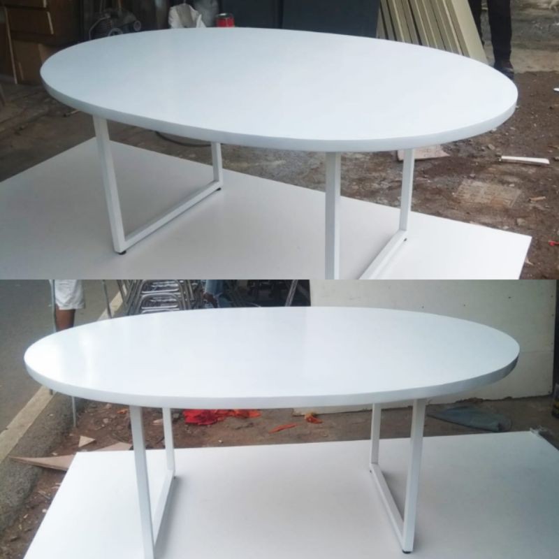 Meja Meeting Oval Meja Rapat Oval Meja Makan Furniture Custom New