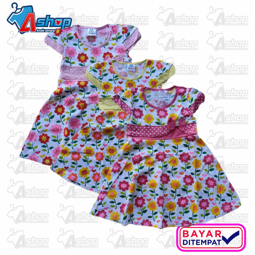 Dress Anak Perempuan Motif Bunga Matahari All size 2-3 tahun