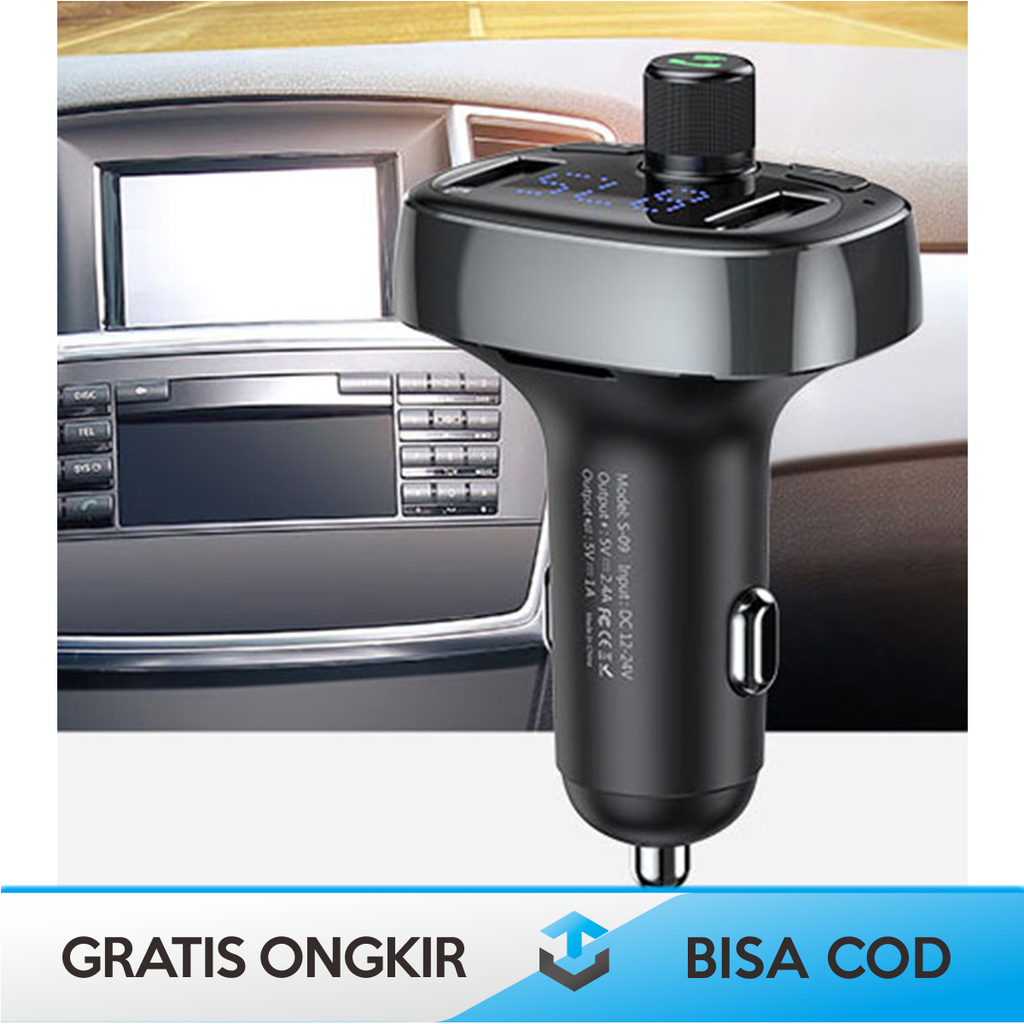 [2 IN 1] CAR CHARGER MOBIL + BLUETOOTH AUDIO TRANSMITTER ORIGINAL BASEUS S-09T FAST CHARGING