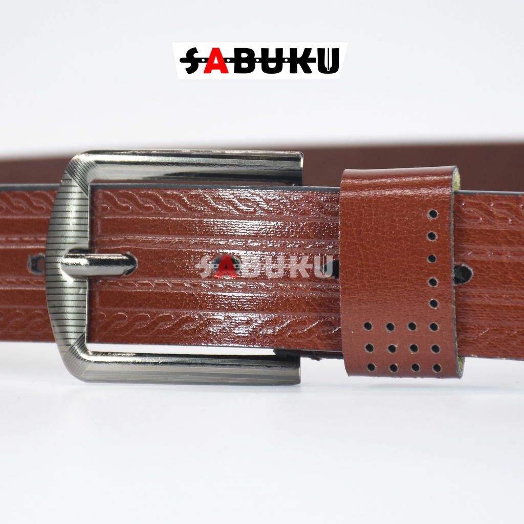 Ikat Pinggang Pria Kulit Imitasi Model Tusuk Jarum Gesper Pria Men Belt - 154