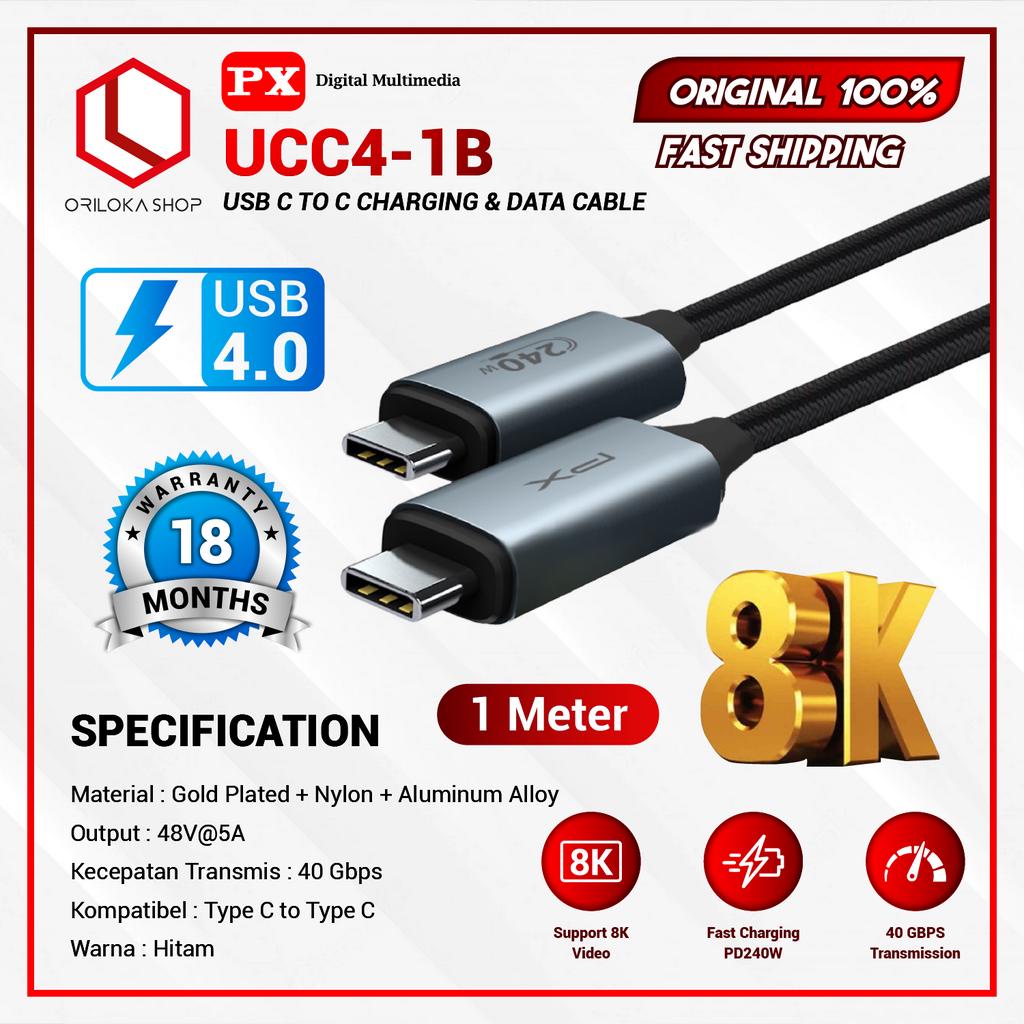 Kabel Data / Kabel Charger USB C Fast Charging to Type C PX UCC4-1B