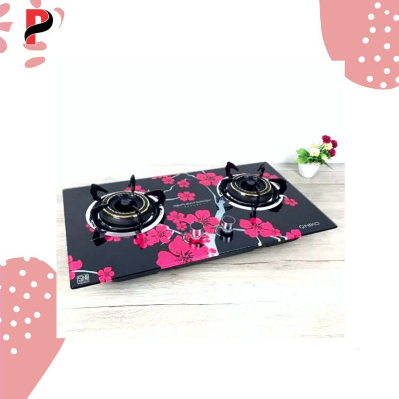 Kompor Gas Tanam 2 tungku kaca NIKO