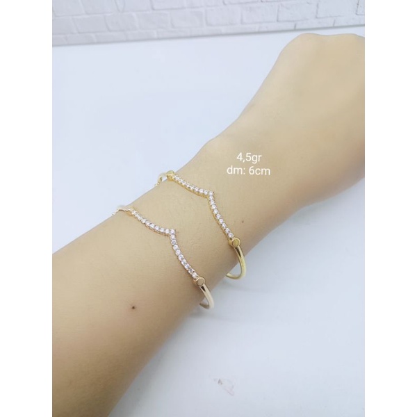 GELANG BANGLE PIPA LISTRING (AUREL) MP FULL/ GELANG PERAK ASLI SILVER 925 LAPIS EMAS/ GELANG FASHION WANITA