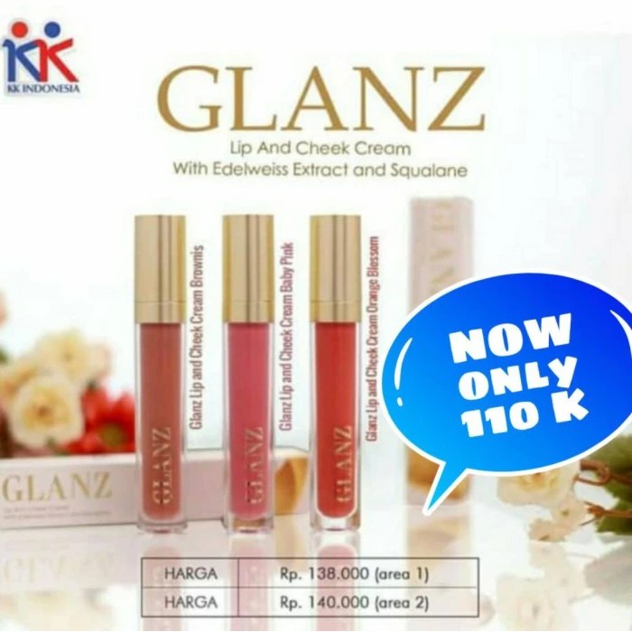 Glanz Lip and Cream Cheek by KK Indonesia - Baby Pink