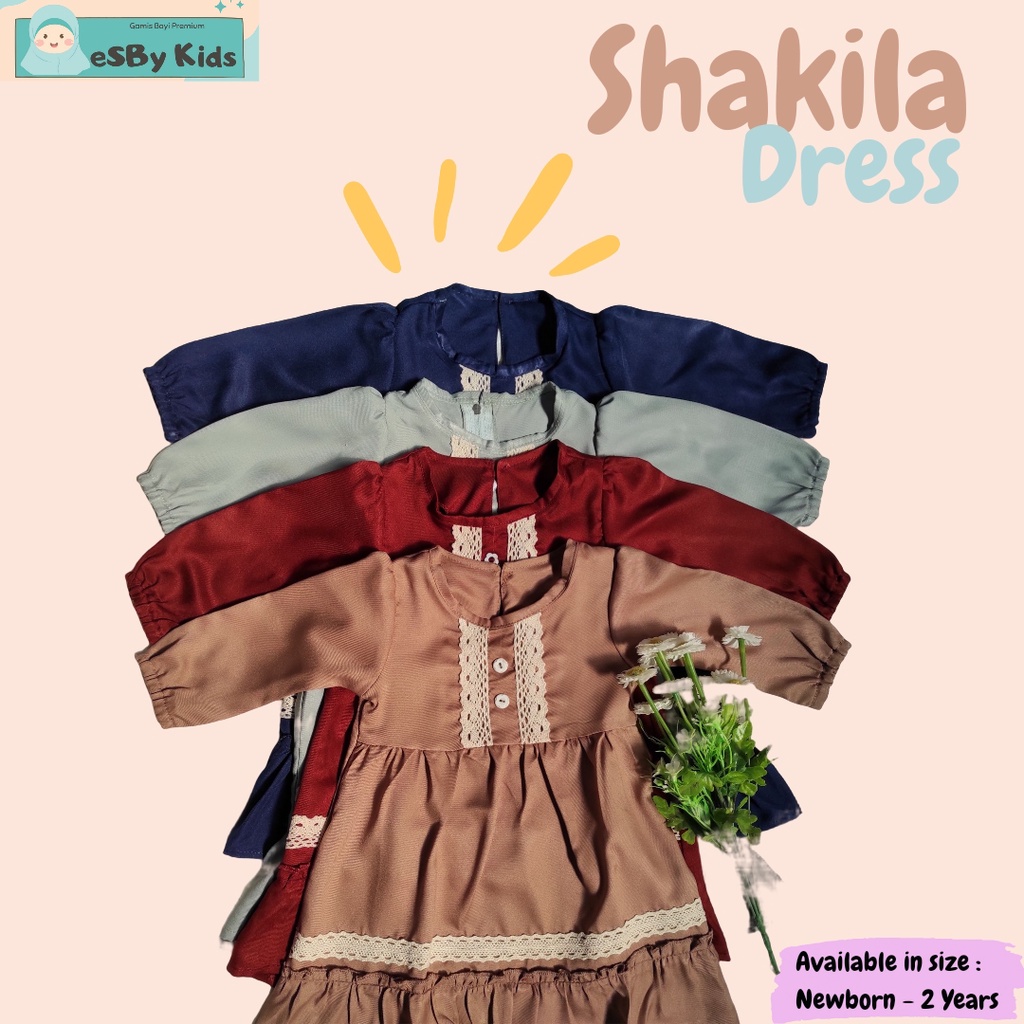 Gamis Muslim Anak Perempuan FREE JILBAB Pakaian Bayi Newborn 1 2 tahun Bahan Shakila Premium Dress A