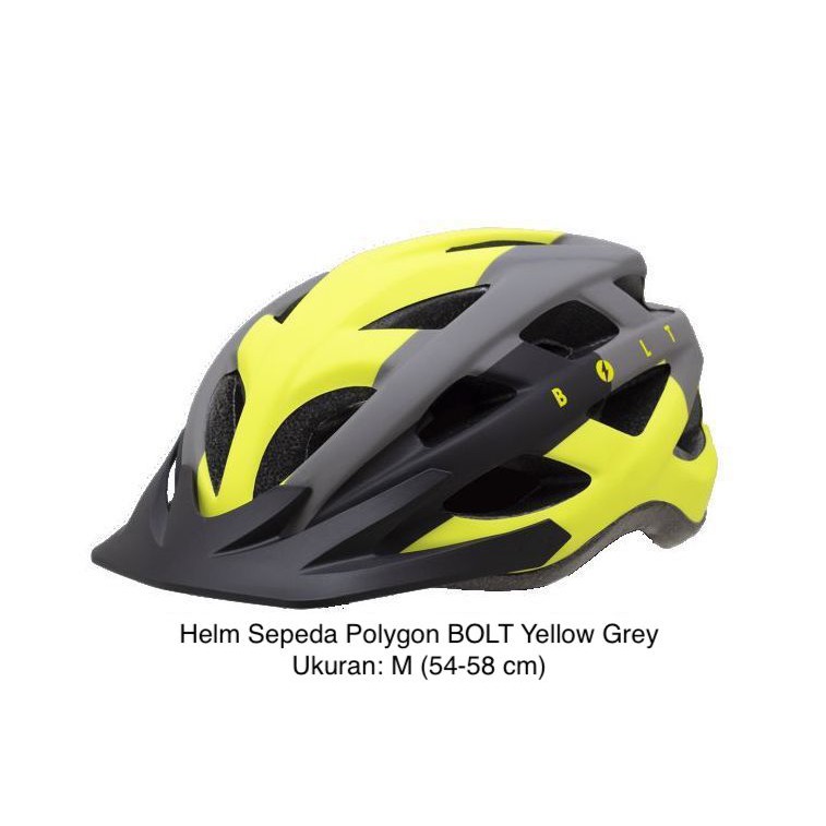 Helm Sepeda MTB / Roadbike Polygon BOLT Matt Yellow Grey / Kuning Abu - abu . Ukuran M