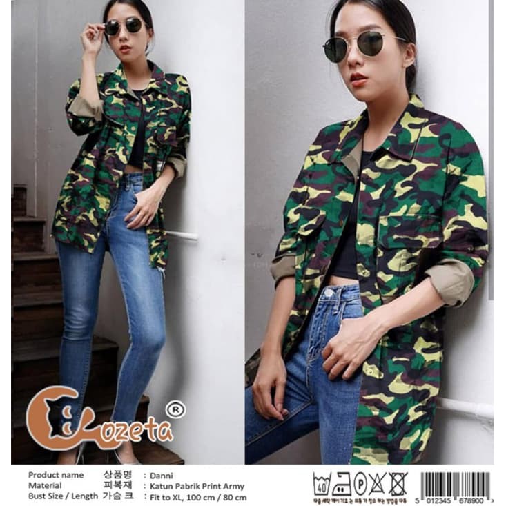 SALE Baju Atasan Wanita Kemeja Loreng HIjau fit to XL