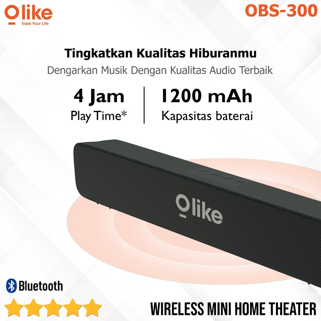 Speaker Bluetooth OLIKE SOUNDBAR OBS-300 OASE S3 Portable Wireless Bass Stereo Long Lasting Battery , Clear Audio