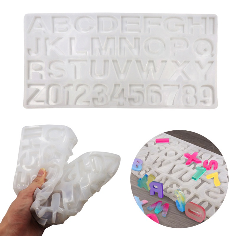 SIY  26 English Letter Pendant Resin Mold Number Alphabet Resin Silicone Mold DIY Jewelry Making Letter Keychain Epoxy Craft