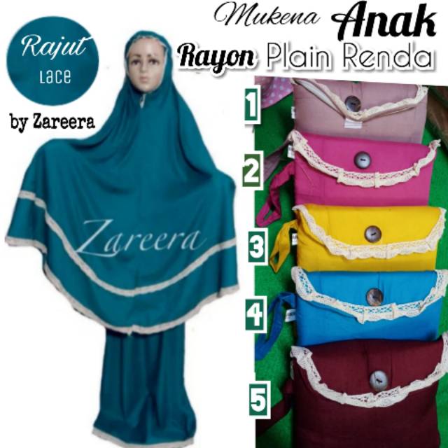 MUKENA ANAK RAYON PLAIN RENDA