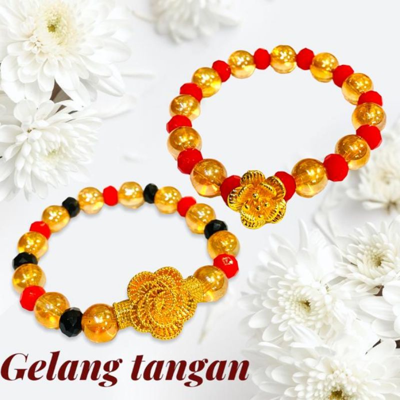 gelang batu charm bunga kombinasi kristal Ceko, gelang tangan, gelang fashion gelang wanita