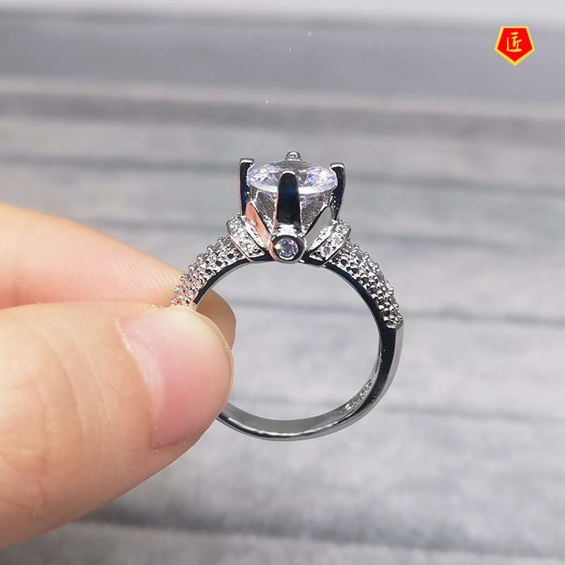 [Ready Stock]Luxury Micro-Inlaid Moissanite Women's Ring Simple Fashion