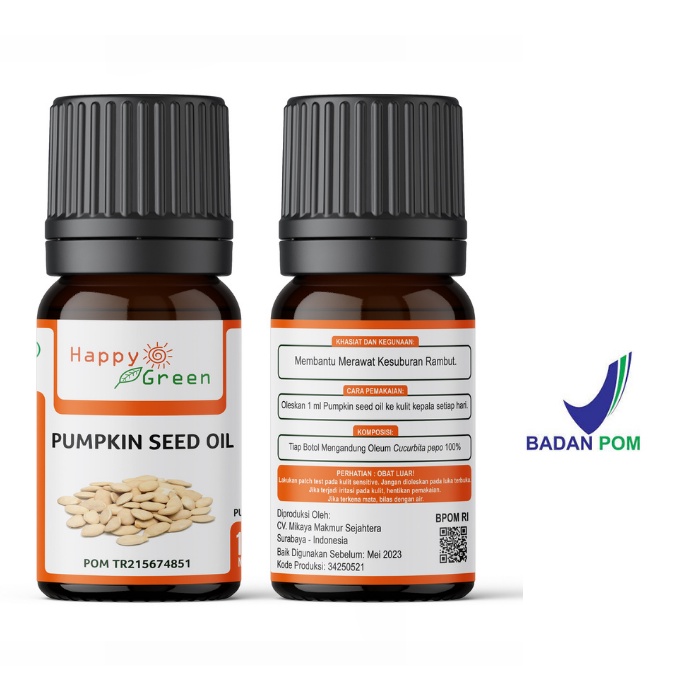 BPOM Approved Happy Green Pumpkin Seed Oil  - Minyak Biji Labu Kuning 100% Murni Pertama Di Indonesia