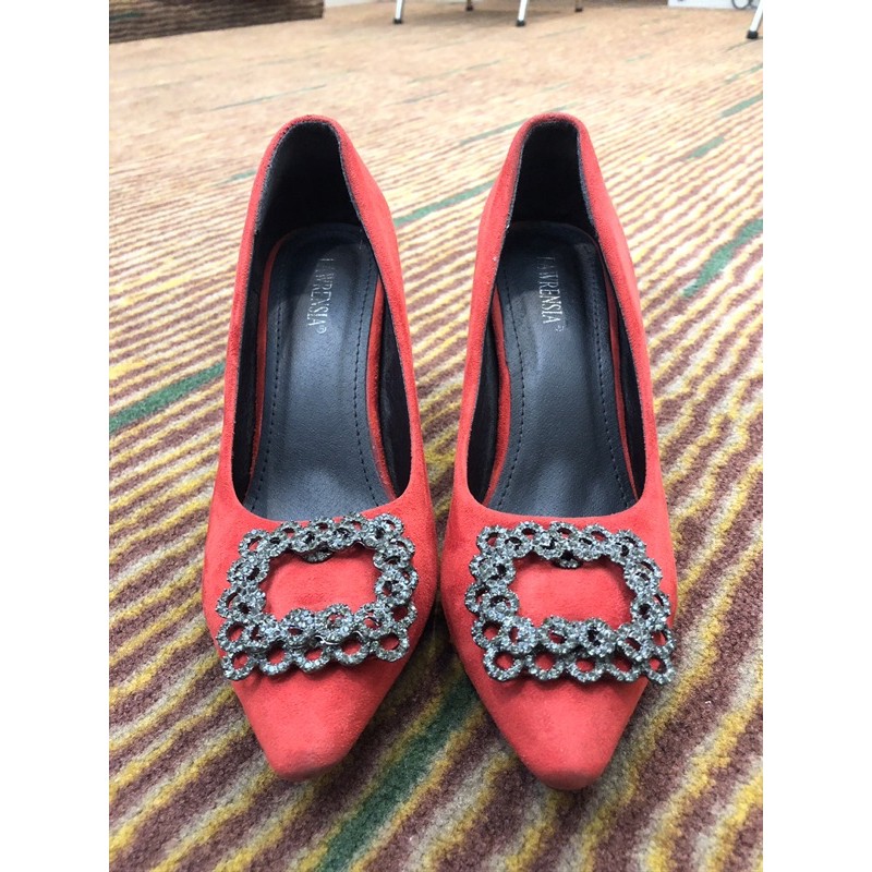 Lawrensia Heels / Heels Merah / Red Heels / Preloved Heels Merah