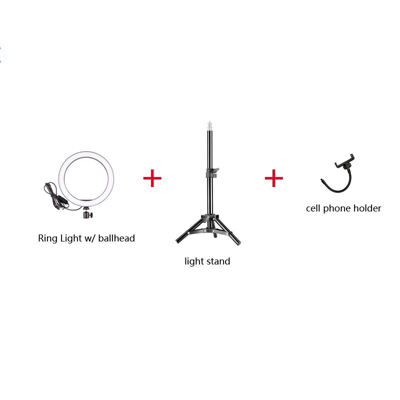 PAKET KOMPLIT RINGLIGHT 26CM + TRIPOD 2,1M LAMPU MAKE UP VLOG LAMPU RING LIGHT TIKTOK LED SELFIE