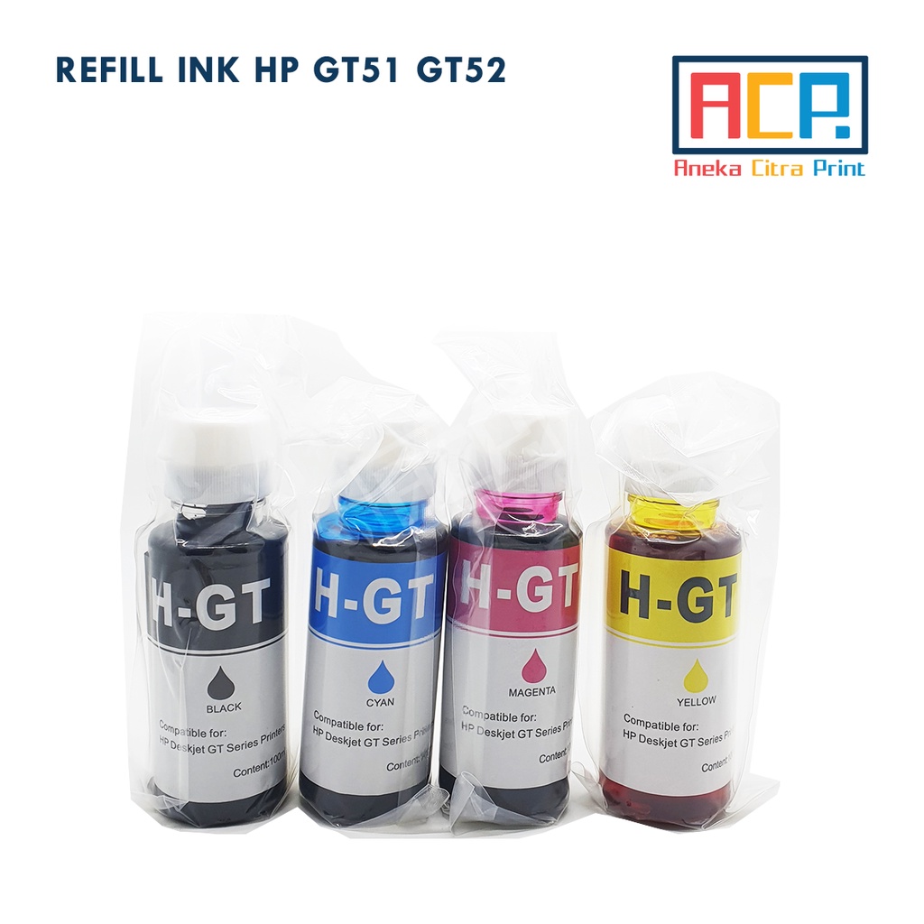 ACP Premium Refill Ink GT51 GT52 - Tinta Dye HP 115 315 319 415 419 450 510 515 550 610 615