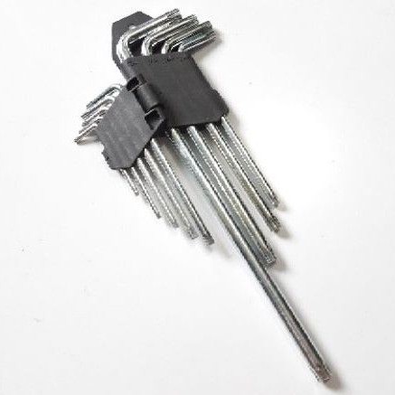 Kunci L Bintang 9 pcs TORKS SET LONG / Kunci L set Panjang Pendek