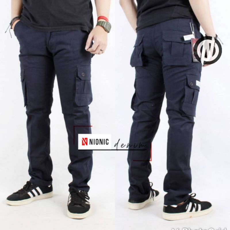 Celana Cargo Pants Navy Kualitas Premium Free Gantungan Kunci