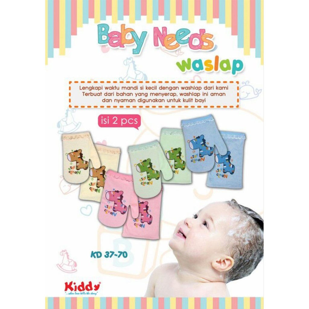 Kiddy Washlap Handuk isi 2 pcs / Lap Mandi Bayi - 3770