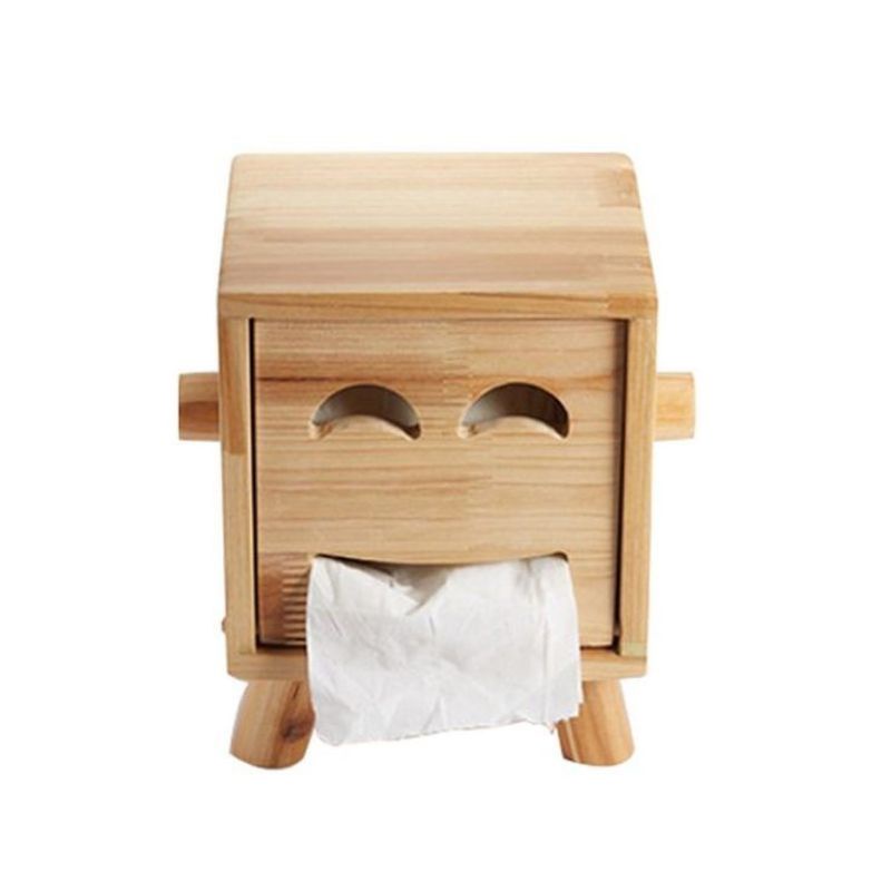 READY STOK) wooden smiley face tissue box/ kotak tempat tissue (KYU 001)