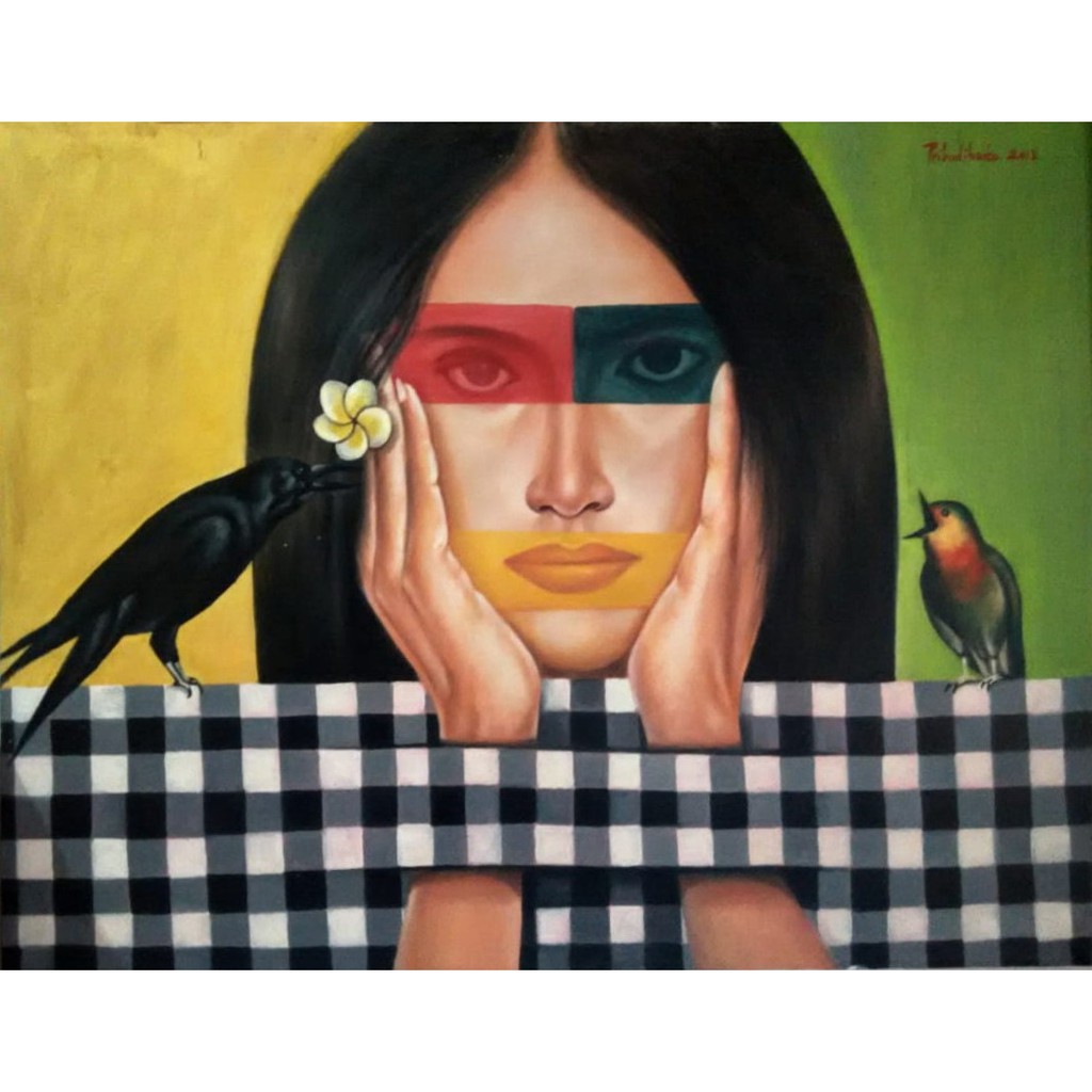 

Lukisan " Jangan pengaruhi aku " media cat minyak di kanvas, 90 x 115 cm