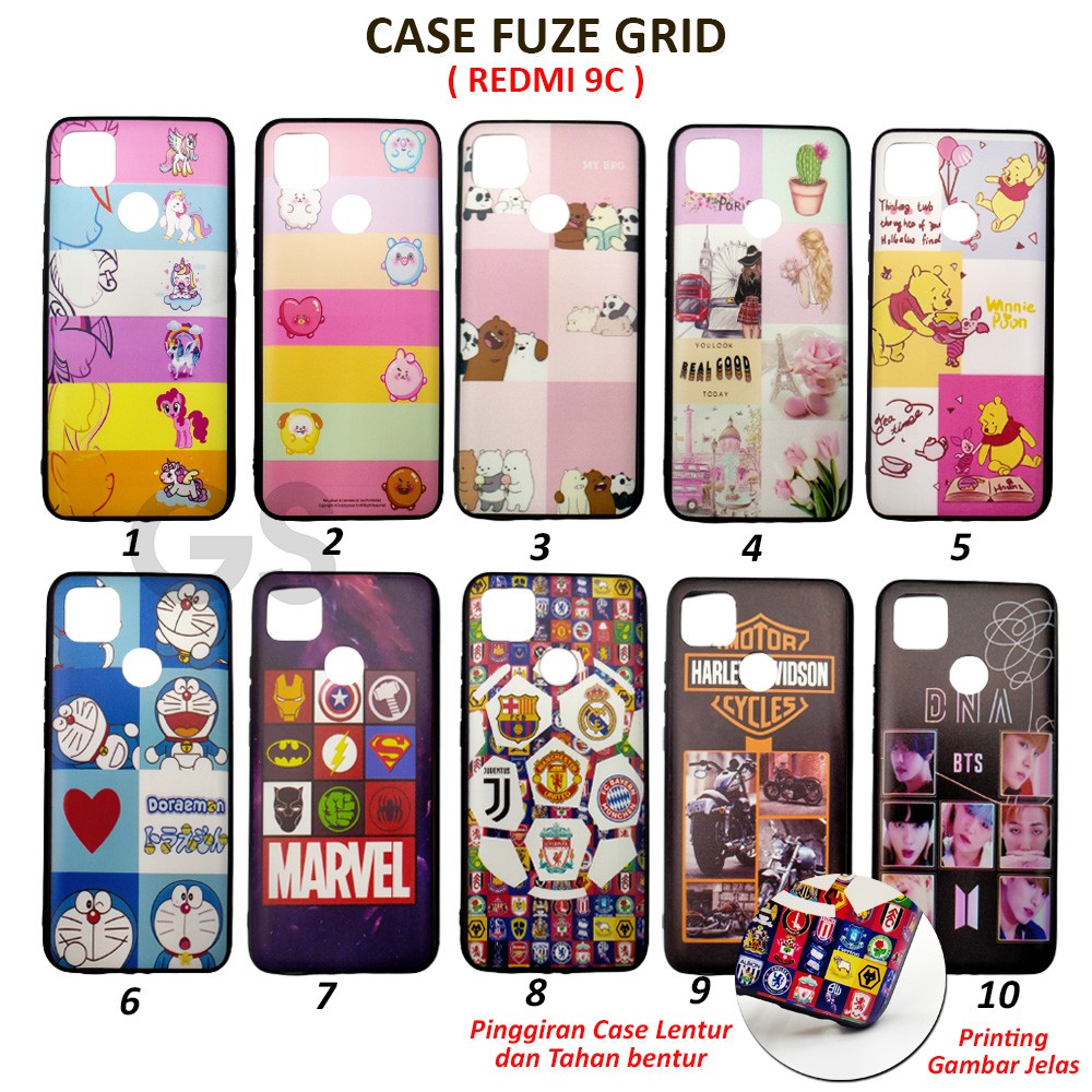 Case Fuze Glass Grid  REDMI NOTE 8 PRO REDMI 9  REDMI 9C REDMI NOTE 8