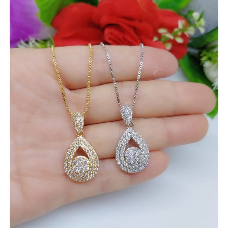 Set Perhiasan Kalung+Liontin Xuping Permata Lapis Emas 18k