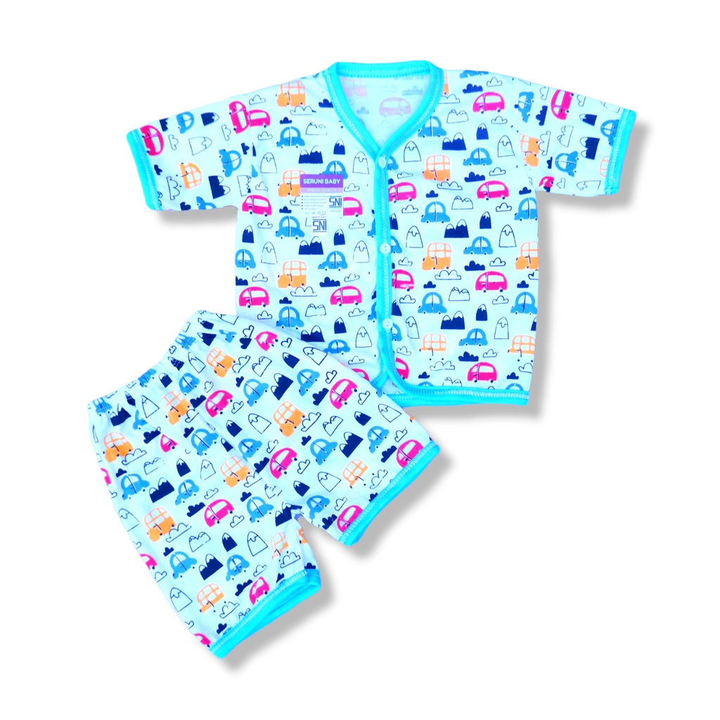 Setelan Baju Bayi SNI Piyama Bayi 3-18 Bulan Seruni Baby Motif Seruni Mobil