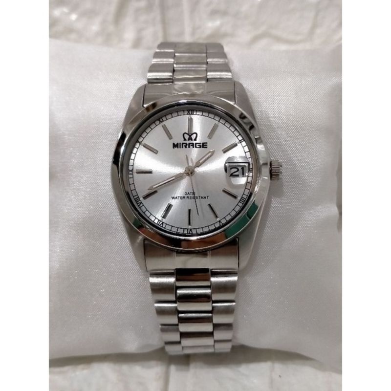 jam tangan Mirage Rante silver allsttel TS195 pria ori