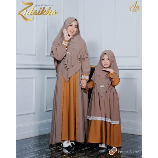 Zulaikha gamis dan koko Yusuf warna Peanut butter by Aden kids teen dan dewasa