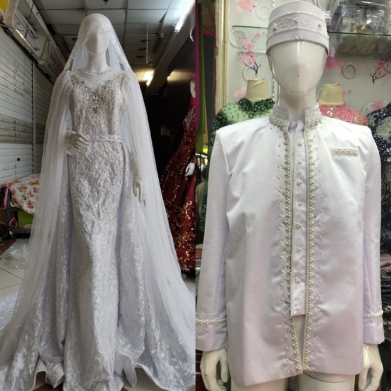 GAUN PENGANTIN TERBARU/TERMURAH | COUPLE GAUN PENGANTIN SPAN EKOR DAN BARBY/COD/KEBAYA AKAD