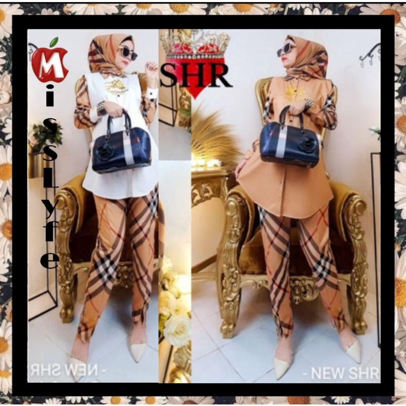 baju setelan wanita kekinian fashion muslim ori shr bahan scuba premium Ⓜ️issLyfe
