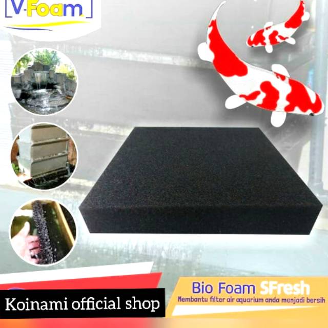 KAPAS BIO FOAM HITAM 50cm X 50cm / filter kolam ikan / aquarium  saringan air