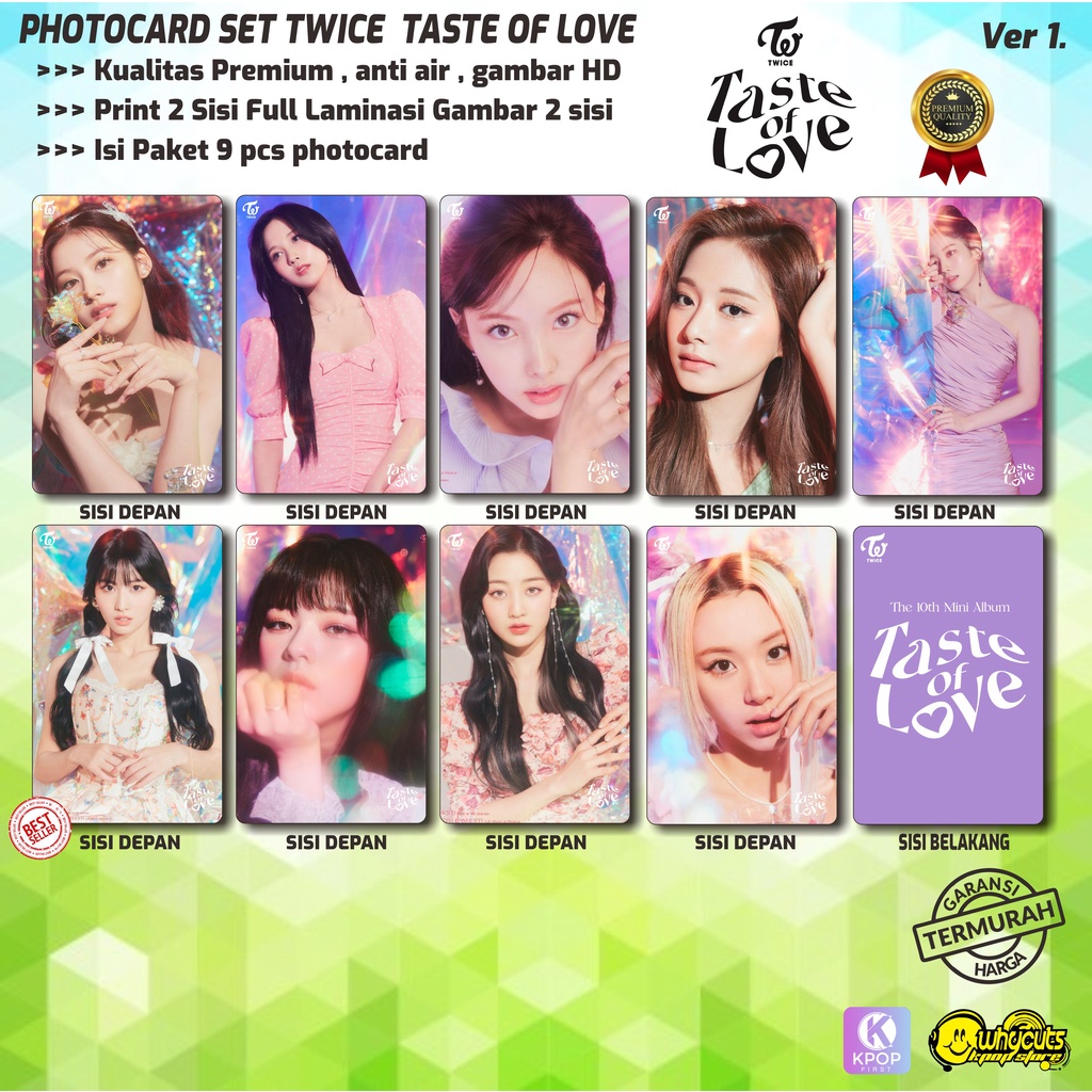 PHOTOCARD SET PREMIUM KPOP TWICE TASTE OF LOVE &amp; THE FEELS isi 9 pcs full set semua member