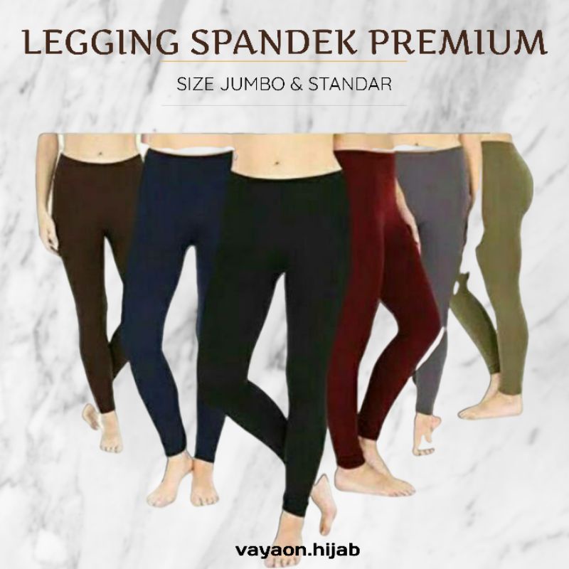Legging Panjang Standar Dan Jumbo Spandex Dan Kaos Rayon Soft Tebal Premium / Celana Leging Polos Jersey Spandek Kaos Rayon Dewasa Termurah Vayaon Hijab