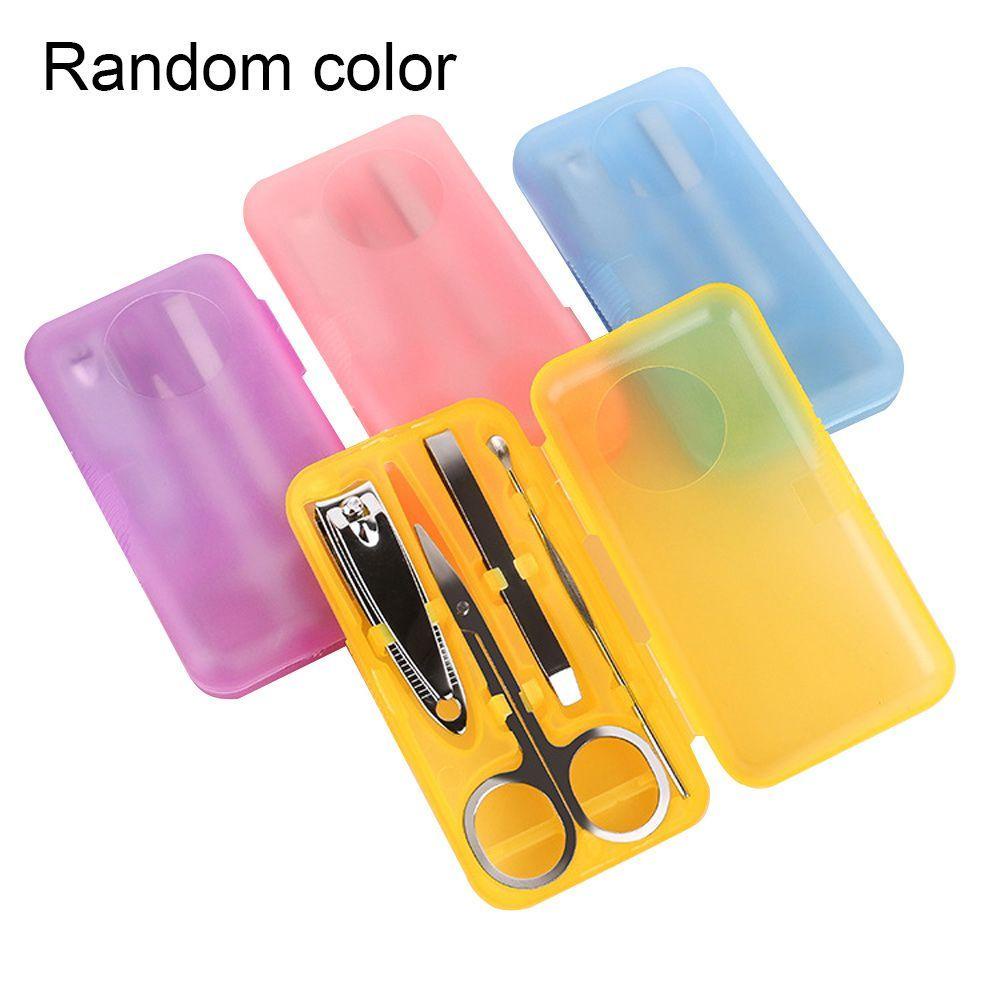 TOP 4pcs /Set Warna Acak Manicure Tool Set Travel Alat Set Perawatan Jari Grooming Kit Pedicure