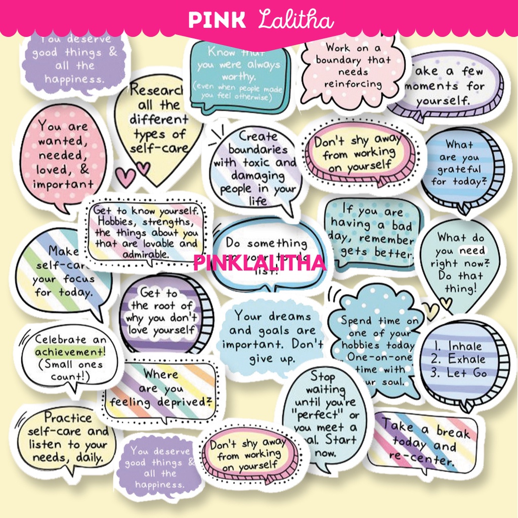 

♥️Pink Lalitha♥️ 23 pcs Sticker Aesthetic Pack Korea Pastel Kawaii Sticky Notes Buku Diary