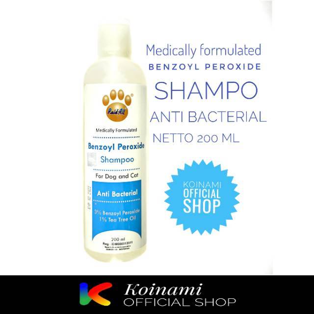 SHAMPO BENZOYL PEROXIDE 200ml biru / raid all / SHAMPO kucing anjing ANTI BAKTERY  / GROOMING pet