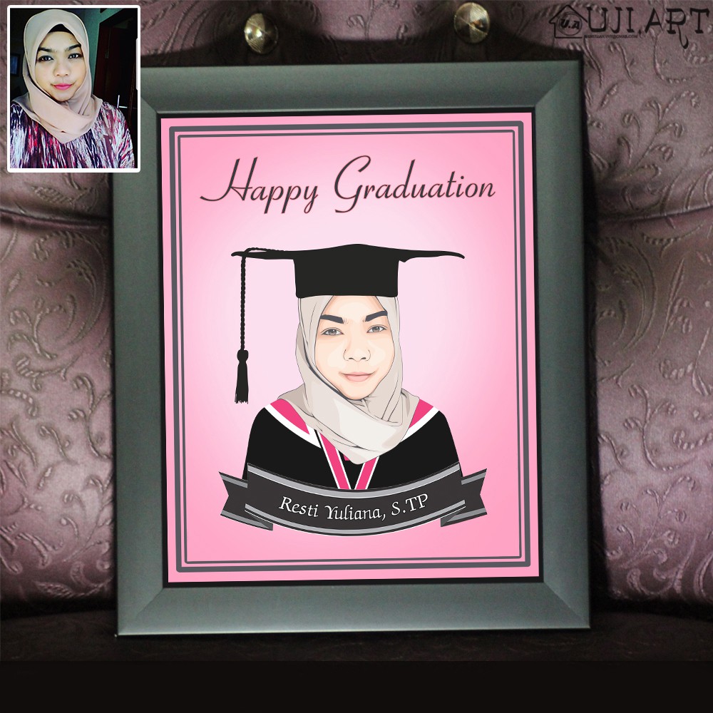 Souvenir Kado Hadiah Unik Wisuda Vector Wajah Ilustrasi Karikatur