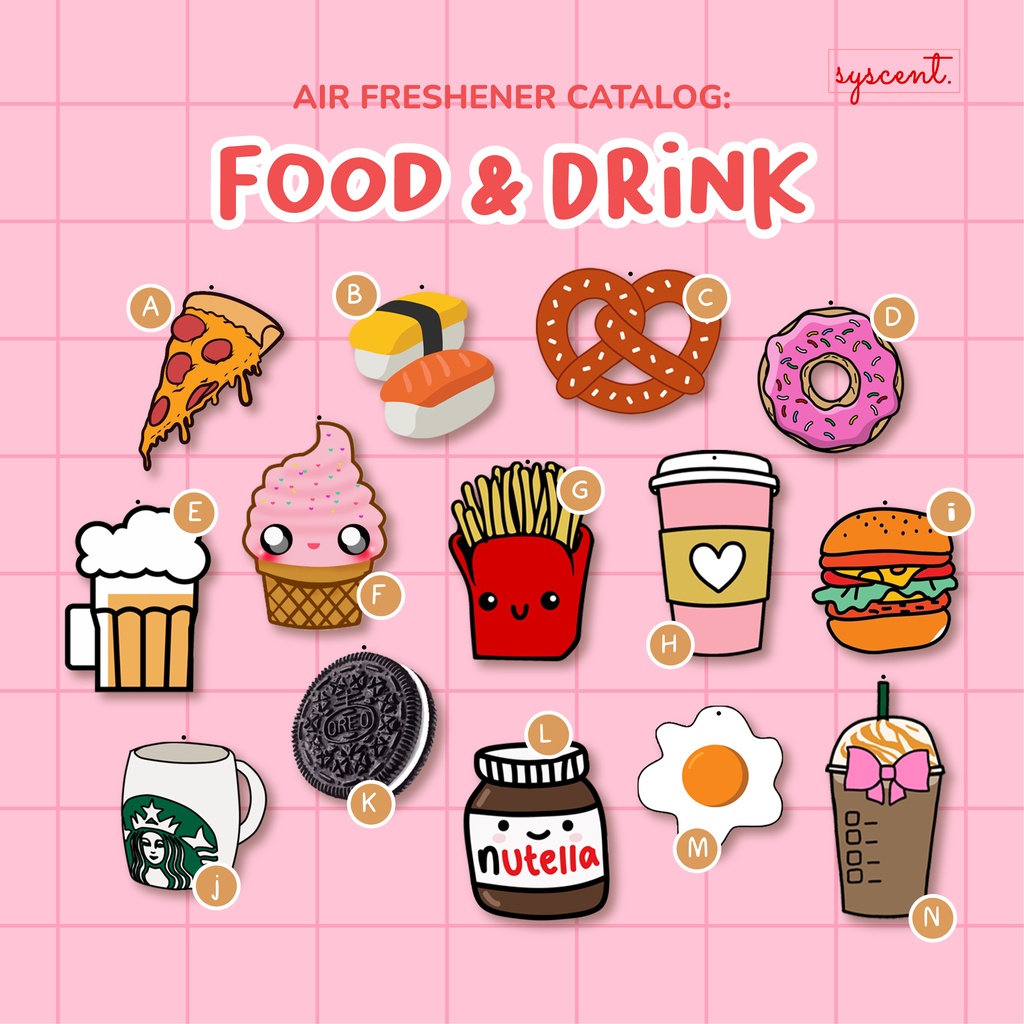 SYSCENT Air Freshener Makanan Minuman | Parfum Mobil / Pewangi Ruangan / Pewangi Mobil / Pengharum Mobil |