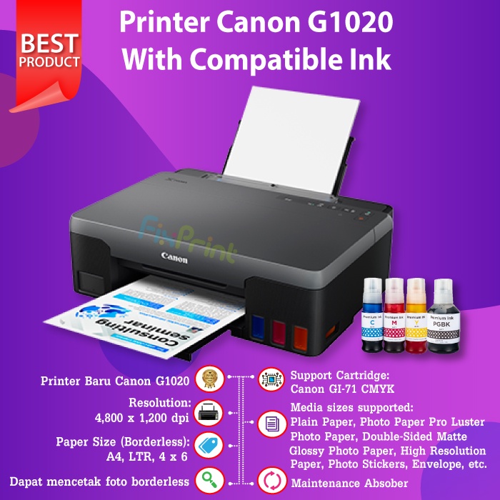 Printer Inkjet CNON PIXMA G1010 / G1020 InkTank system New Original Resmi Penerus G1000 Ink Tank GI-790 790