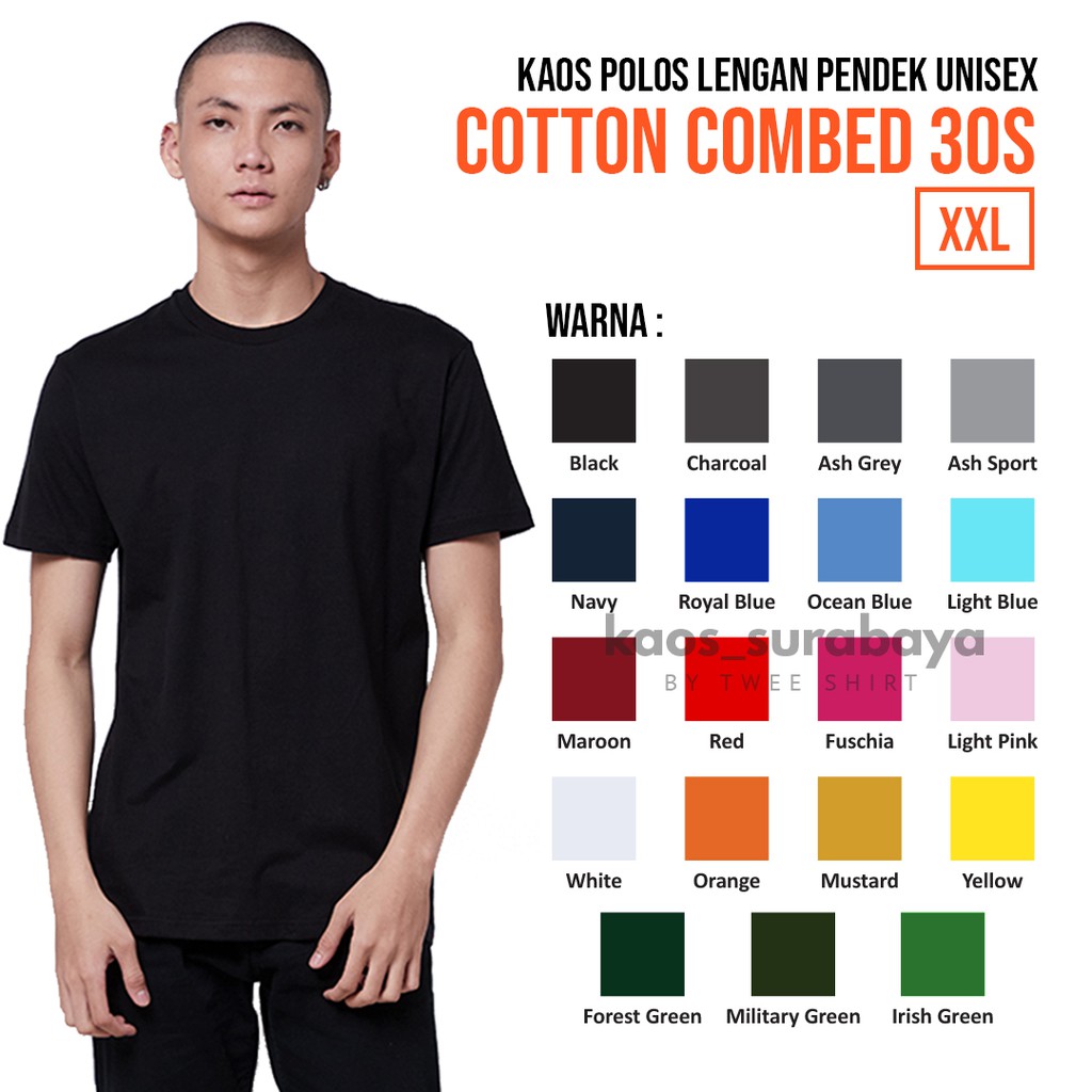 Kaos Polos Cotton Combed 30s Lengan Pendek Tanpa Jahitan Samping Yarn