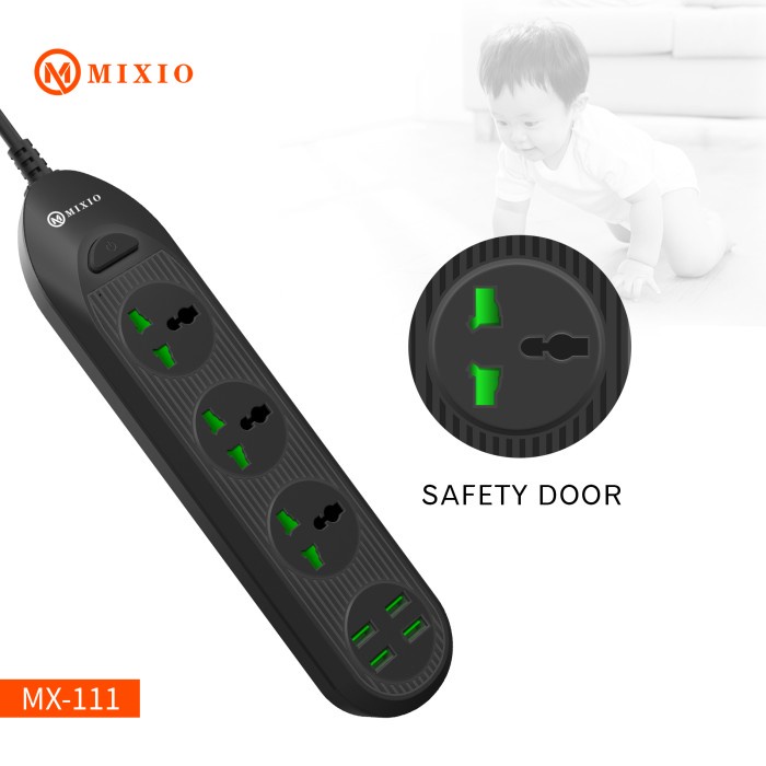 MIXIO POWER SOCKET MX-111 POWER STRIP 4USB Charger with 3 Socket 2500W