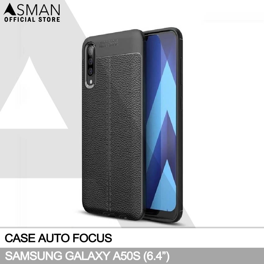 Auto Focus Samsung Galaxy A50S (6.4&quot;) | Soft Case Leather Premium - Hitam