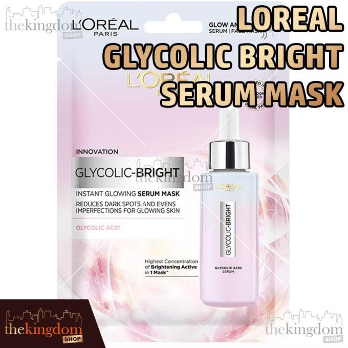 Loreal Glycolic Acid Bright Serum Glowing Face Mask Masker Wajah