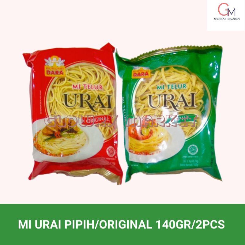 

MIE URAI CAP BURUNG DARA ORIGINAL/PIPIH 140GR/2PC MI KERING MIE URAI MI DARA 2 DARA