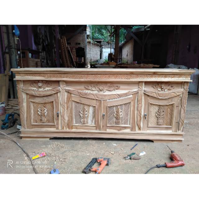 Bufet slendang kayu jati mentahan